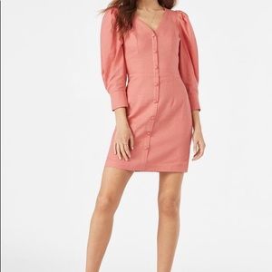 Linen Puff Sleeve Mini Dress - JustFab